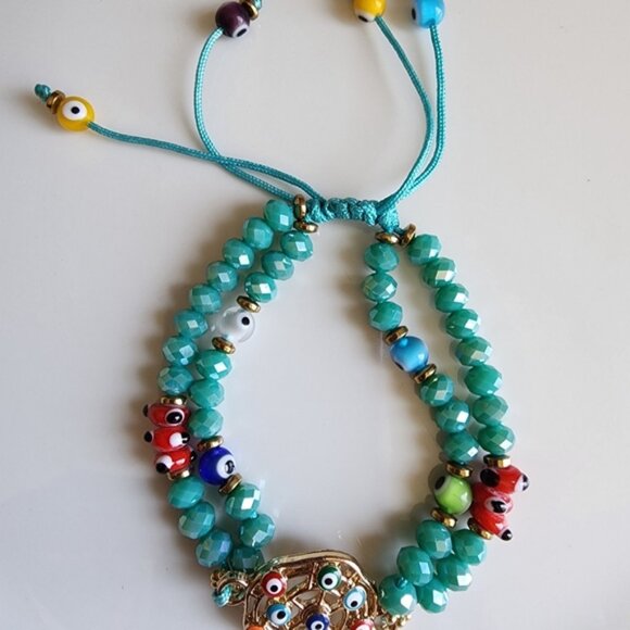 Turquoise Evil Eye Charm Bracelet - Picture 3 of 4
